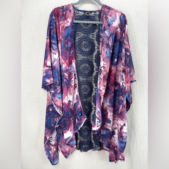 (2) Sami & Jo Plus Women’s 3X Floral Boho Kimono Dusters W/ Bell Sleeves Tassles - Picture 8 of 13
